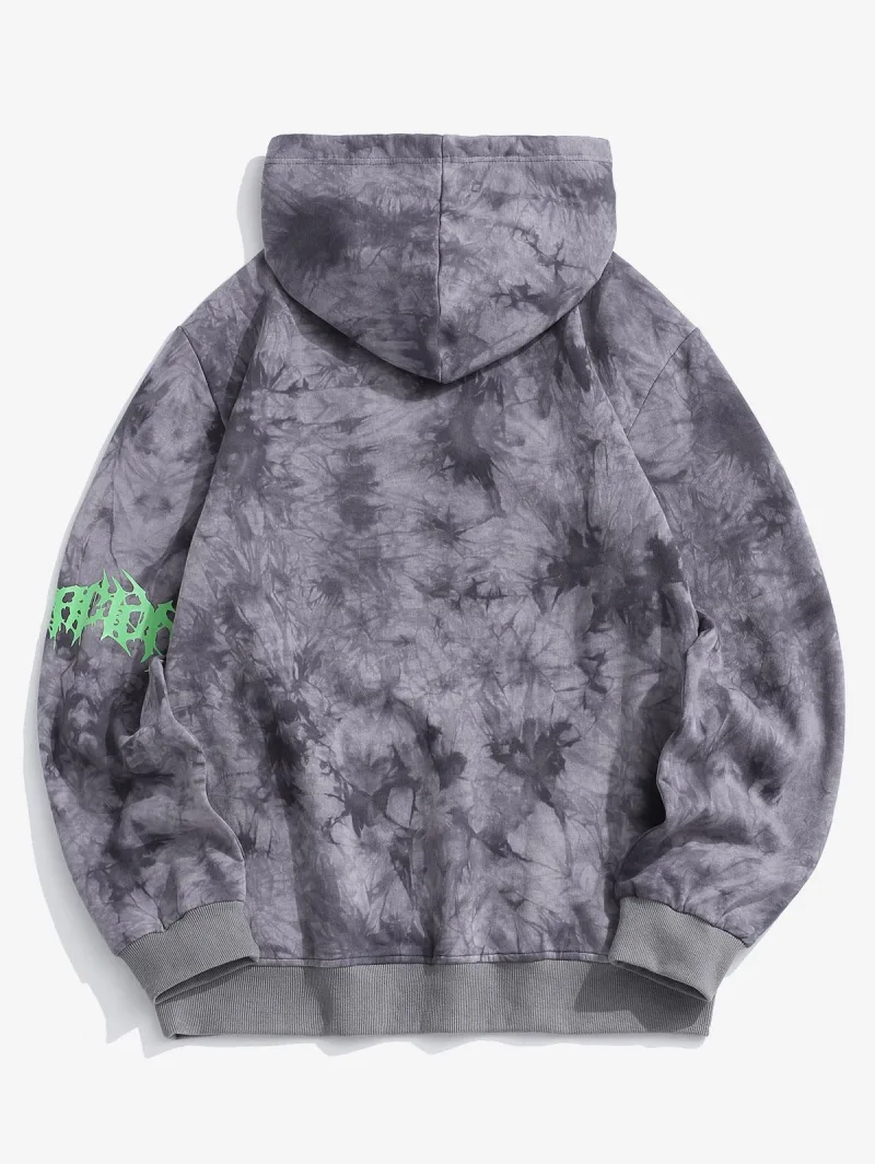 Tie Dye Graphic Print Fleece Hoodie